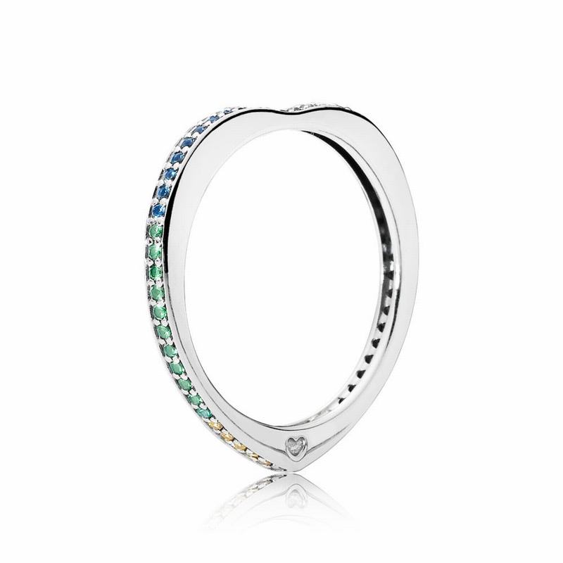 Pandora Australia Multi-Colored Arc of Love Stackable Ring - Sterling Silver | UYPDVK829